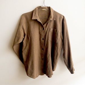 Vintage warm brown and grey flannel button-down shirt
